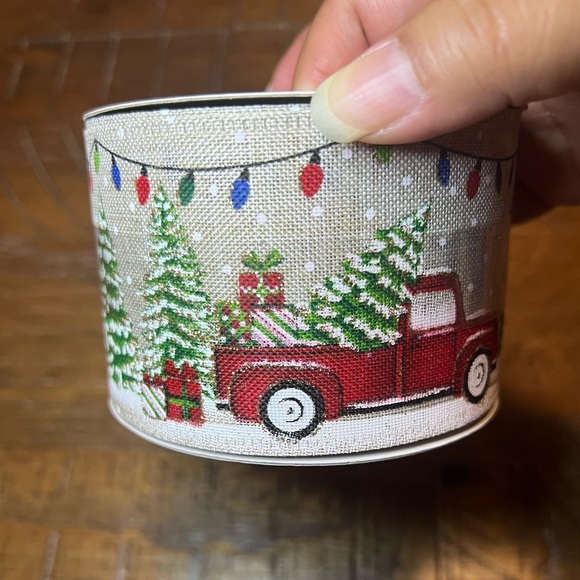 Celebrate It Other - Festive Red Truck w/ Christmas Trees Holiday Ribbon